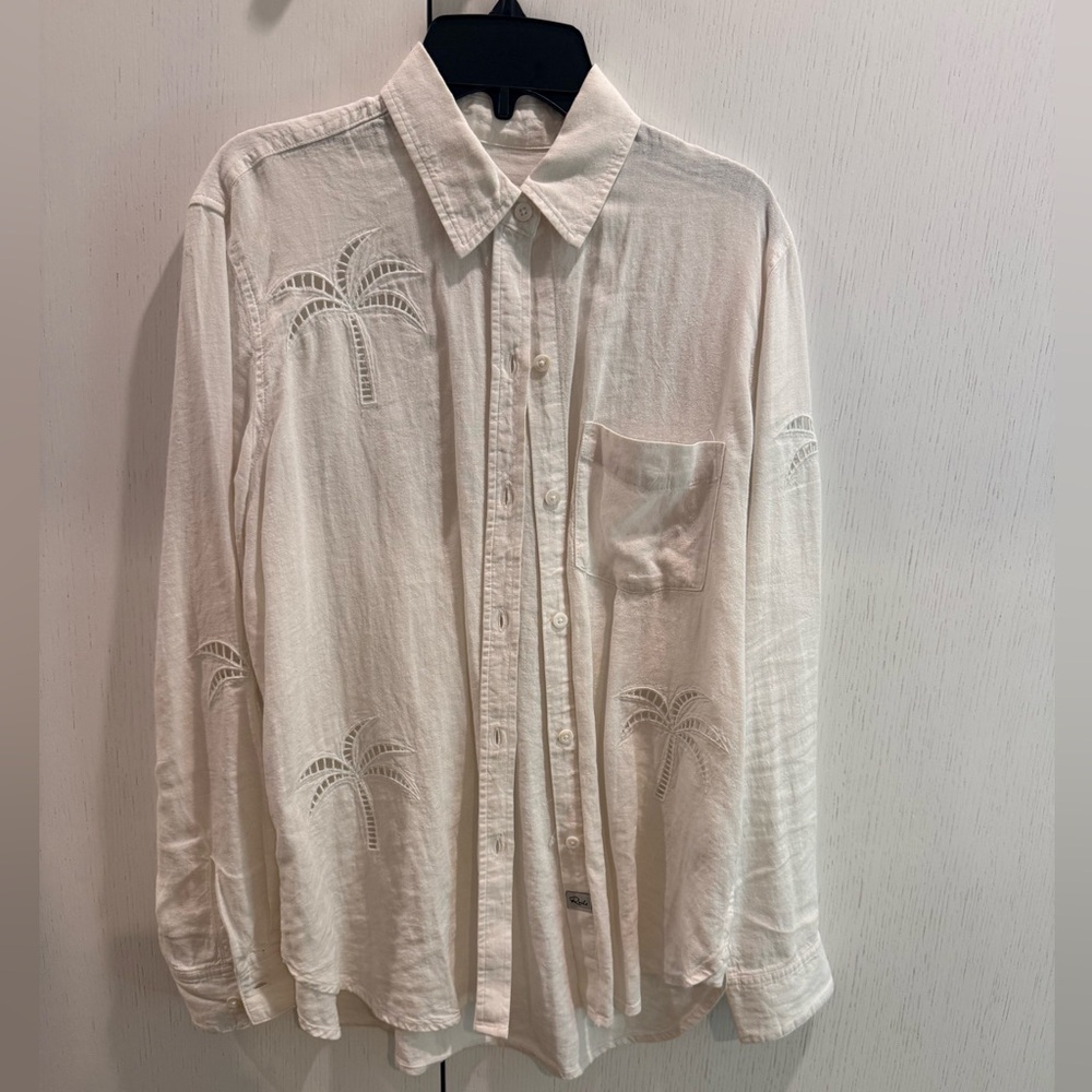 The Rails Embroidered Palm-Print Button-Up Shirt